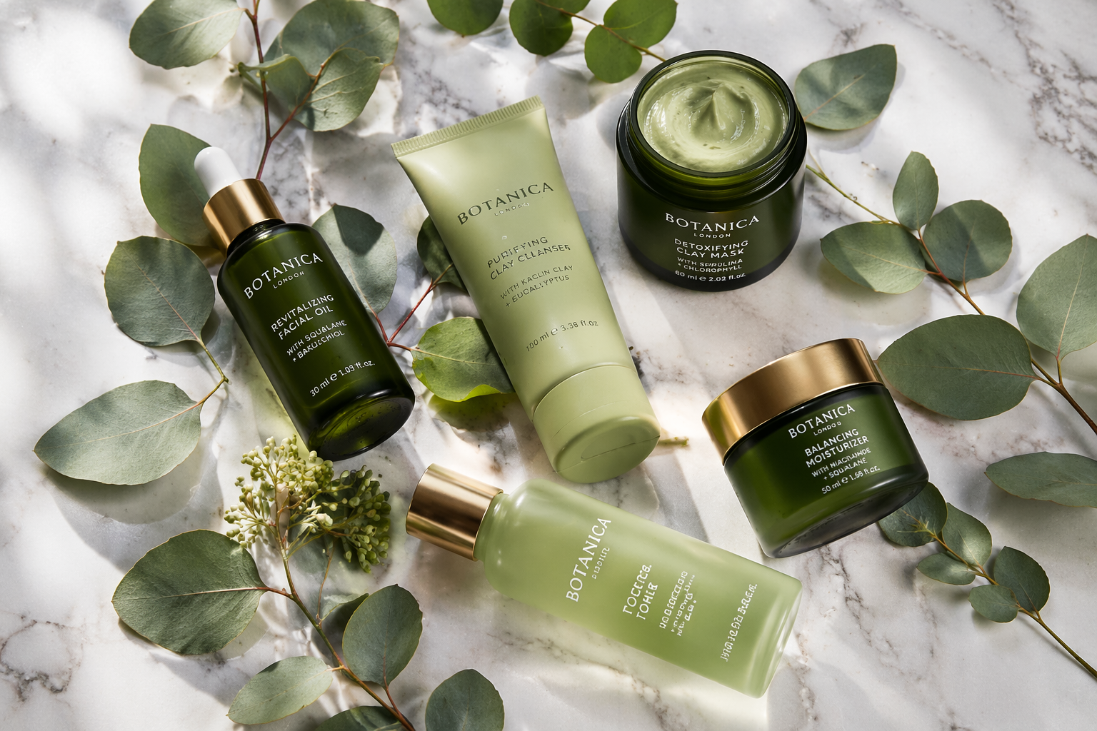Botanica skincare flat lay